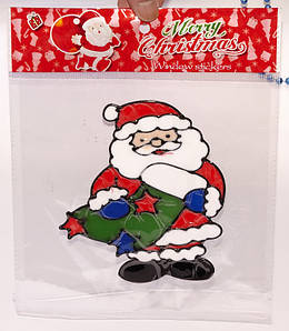 Наклейка на скло "Санта з подарунками в носінні" (У пакованні 12 шт.)