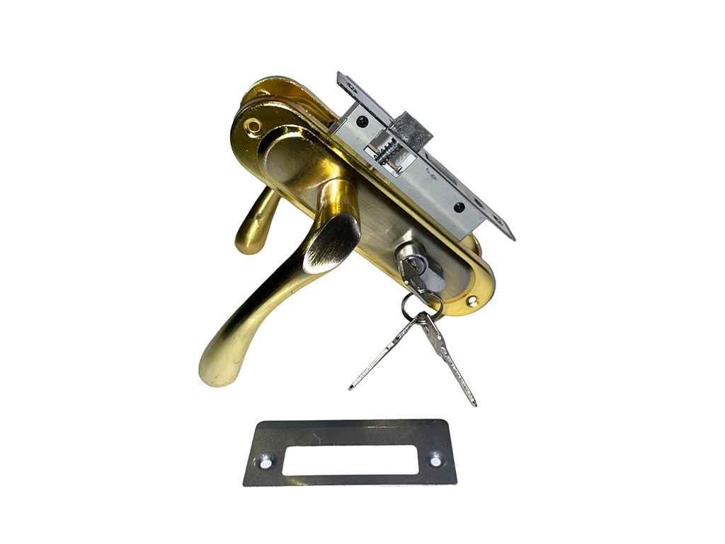 Замок врiзний з циліндром S 18 LP04H39SN/GP Сатин/золото ТМ ФУРОР, фото 1