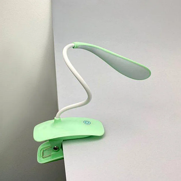 Led лампа настільна на прищіпці з акумулятором і USB висота 27см, 14 світлодіодів 3 режими світіння, зелена