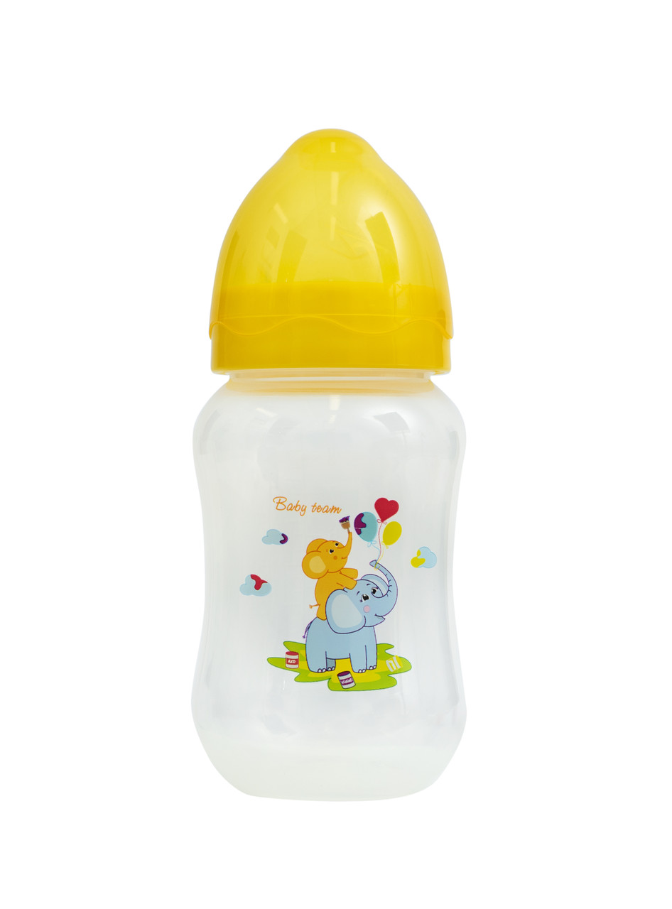 Пляшечка для годування з широким горлом 0+ Baby team 250 мл Жовтий
