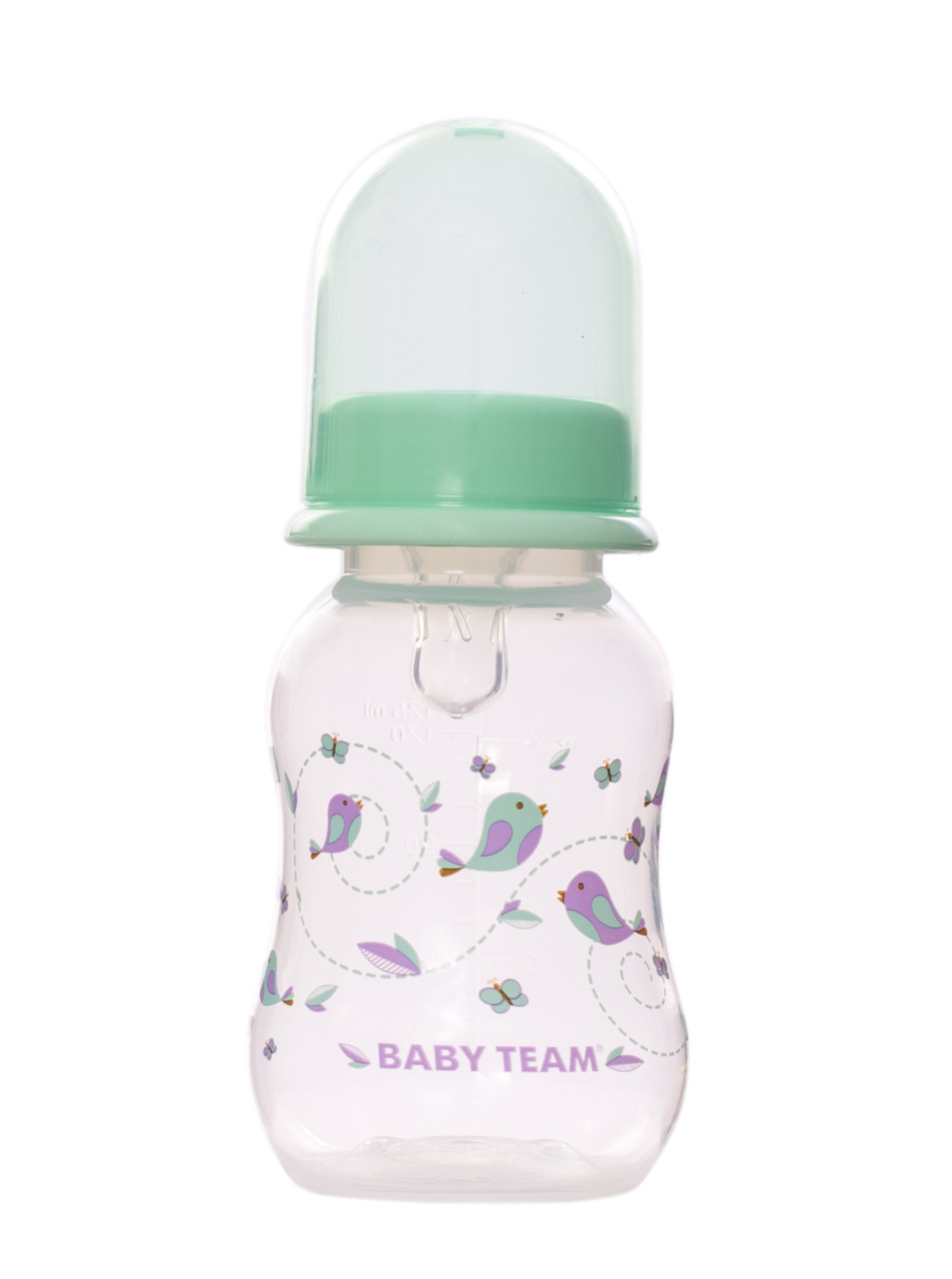 Пляшечка для годування з талією та з силіконовою соскою 0+ Baby team 125 мл М'ятний