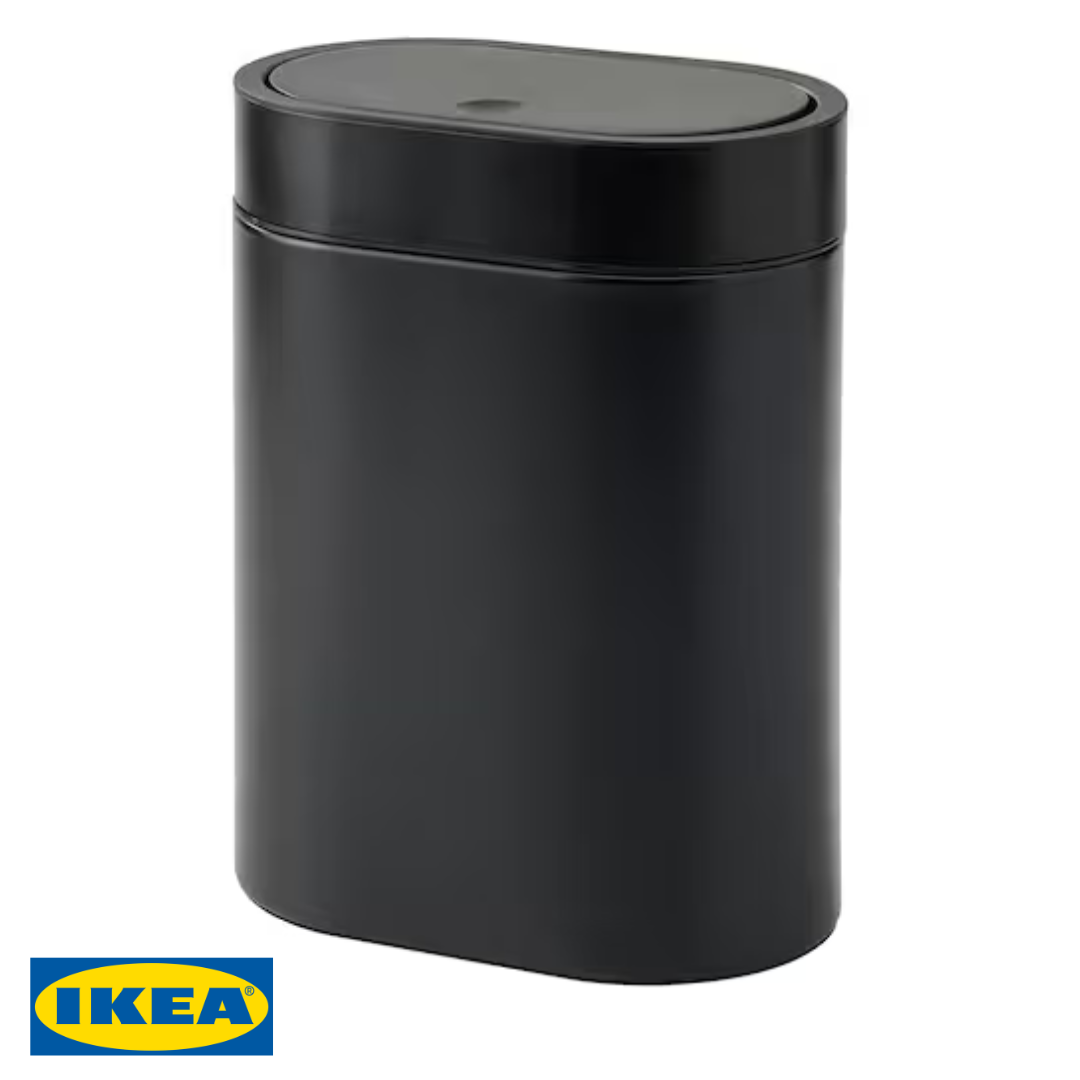 Контейнер із кнопковою кришкою IKEA BROGRUND (ІКЕА БРОГРУНД). Чорний. 605.246.56. Оцинкована сталь