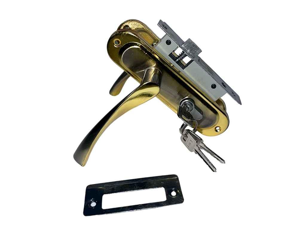 Замок врiзний з циліндром S 28 SNGP (PL04-H20) сатин/золото ТМ ФУРОР BP, фото 1