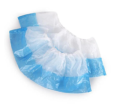 Бахили з посиленим подвійним дном 6г. пара біло-сині,100 шт\уп