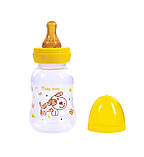Пляшечка для годування з латексною соскою 0+ Baby team 125 мл Жовтий, фото 3