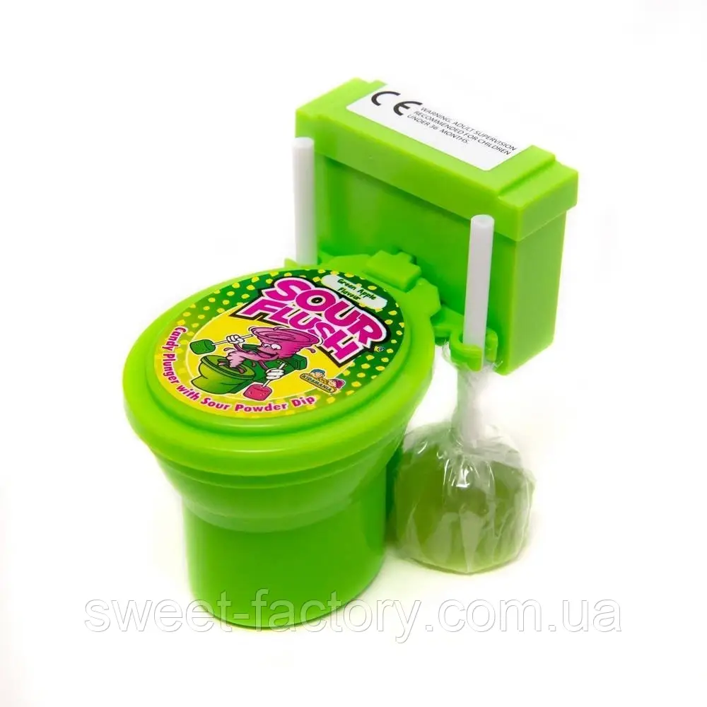 Льодяник Унітаз Sour Flash Lollipop & Candy Powder Apple 39g, фото 1