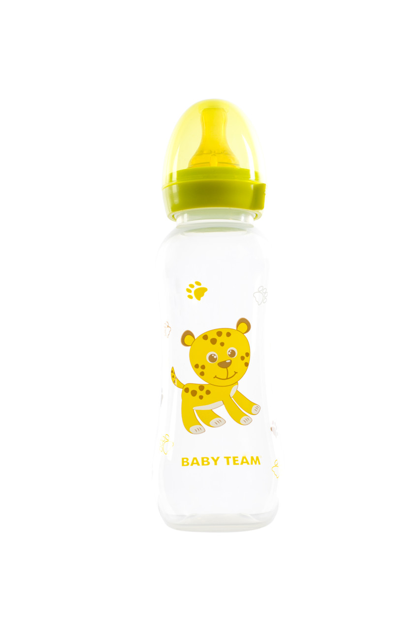Пляшечка для годування з латексною соскою 0+ Baby team 250 мл Зелений
