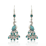 Винтажные серьги - подвески в этническом стиле с голубыми камнями, орнамент 14 0913096