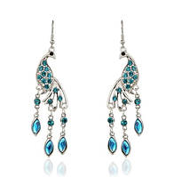 Винтажные серьги - подвески в этническом стиле с голубыми камнями, орнамент 16 0913098