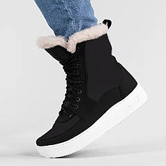 Дутики зимові жіночі на шнурівці з білою підошвою