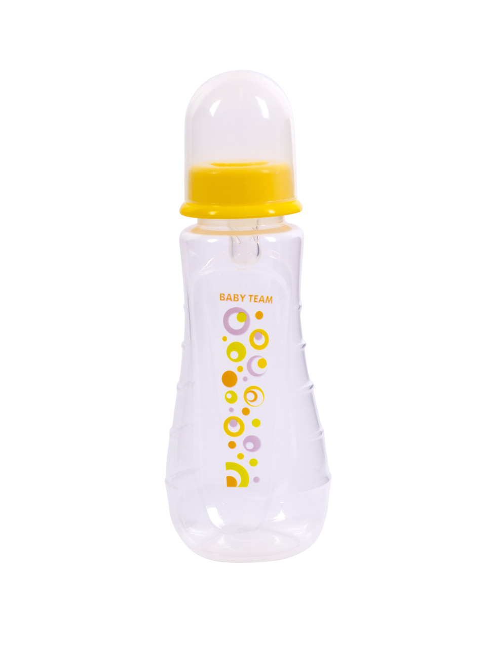 Пляшечка для годування ергономічної форми з силіконовою соскою 0+ Baby team 275 мл Жовтий