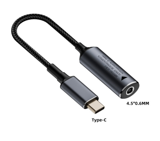 DC 4.5×3.0 на Type-C 140W перехідник перетворювач живлення для заряджання ноутбука від повербанка блока живлення