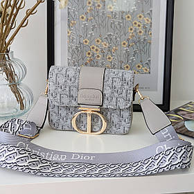 Сумка жіноча Леді Dior міні в текстилі сірий