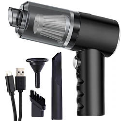 Автомобільний пилосос 120W + 3 насадки, від USB, AS-228 / Акумуляторний пилосос для машини / Бездротовий пилосос