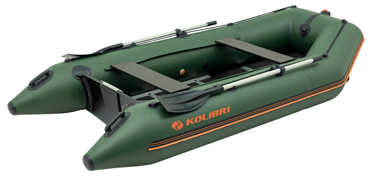 Надувний кільовий човен ПВХ Kolibri КМ-330D + фанерний пайол. Купити надувний човен Колібрі 330 під мотор для риболовлі