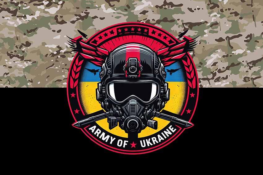 Прапор «Армія України» камуфляж-чорний