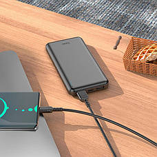 Power Bank Hoco J59 Famous портативна батарея 10000 mAh, 2USB+Type-C+Micro-USB, 2A, LED дисплей Чорний, фото 5