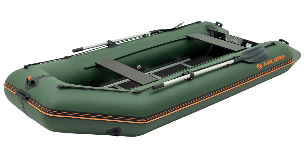 Надувний кільовий човен ПВХ Kolibri КМ-360D + фанерний пайол. Купити надувний човен Колібрі 360 під мотор для риболовлі