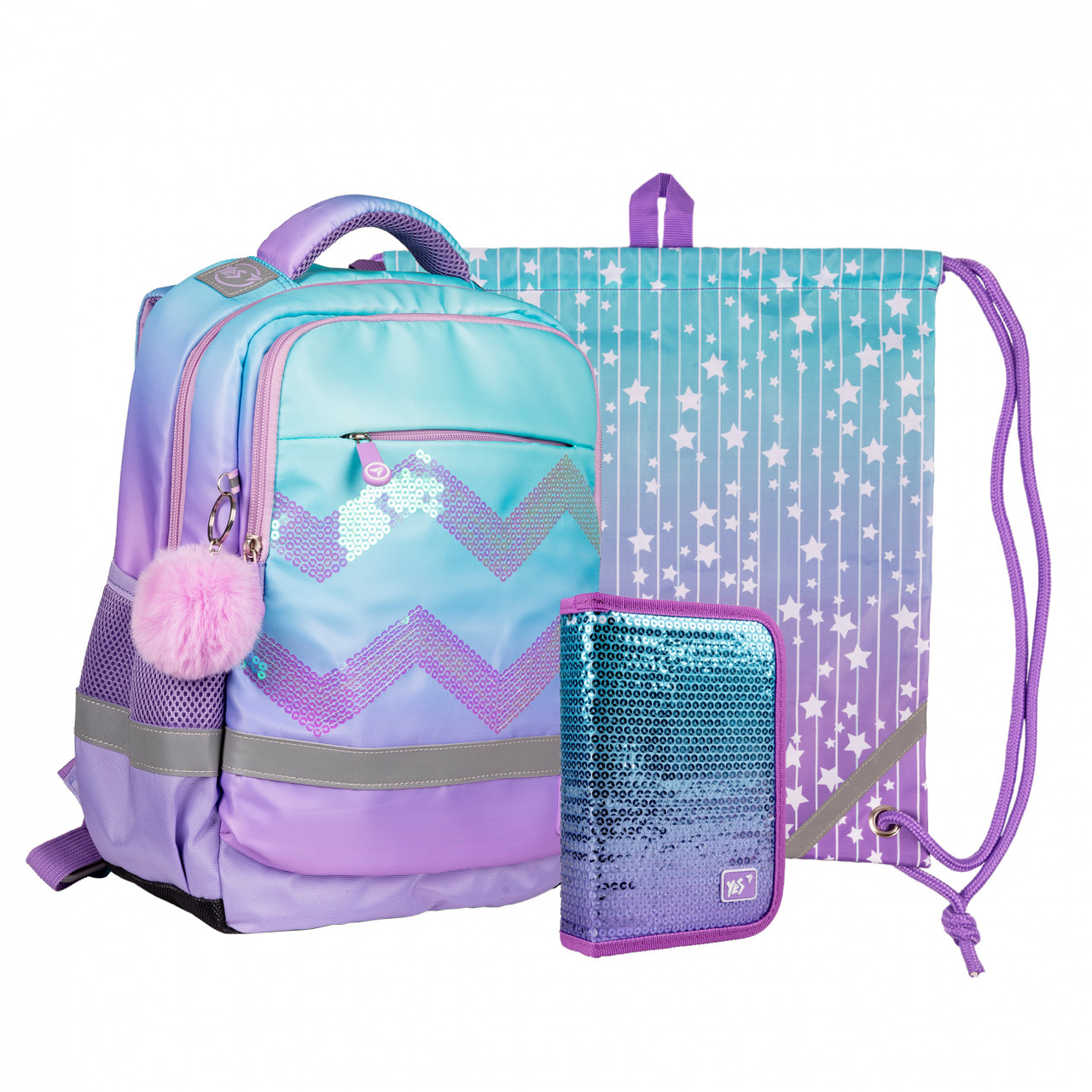 Набір: шкільний рюкзак ортопедичний + сумка + пенал YES S-52_Collection Sparkle 559802