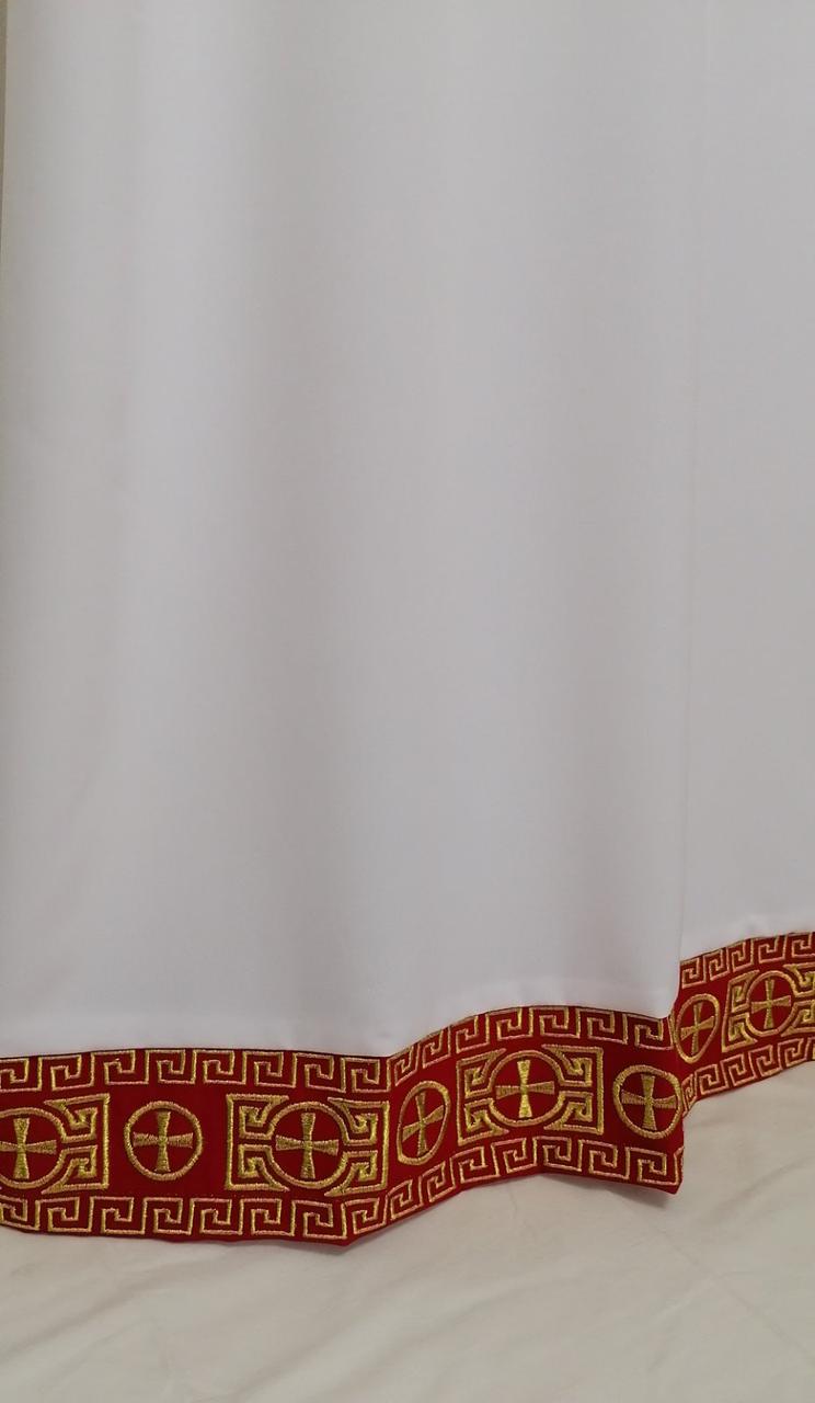 Підризник з вишивкою червоні візерунки, геометрія золотий (тканина алоба)