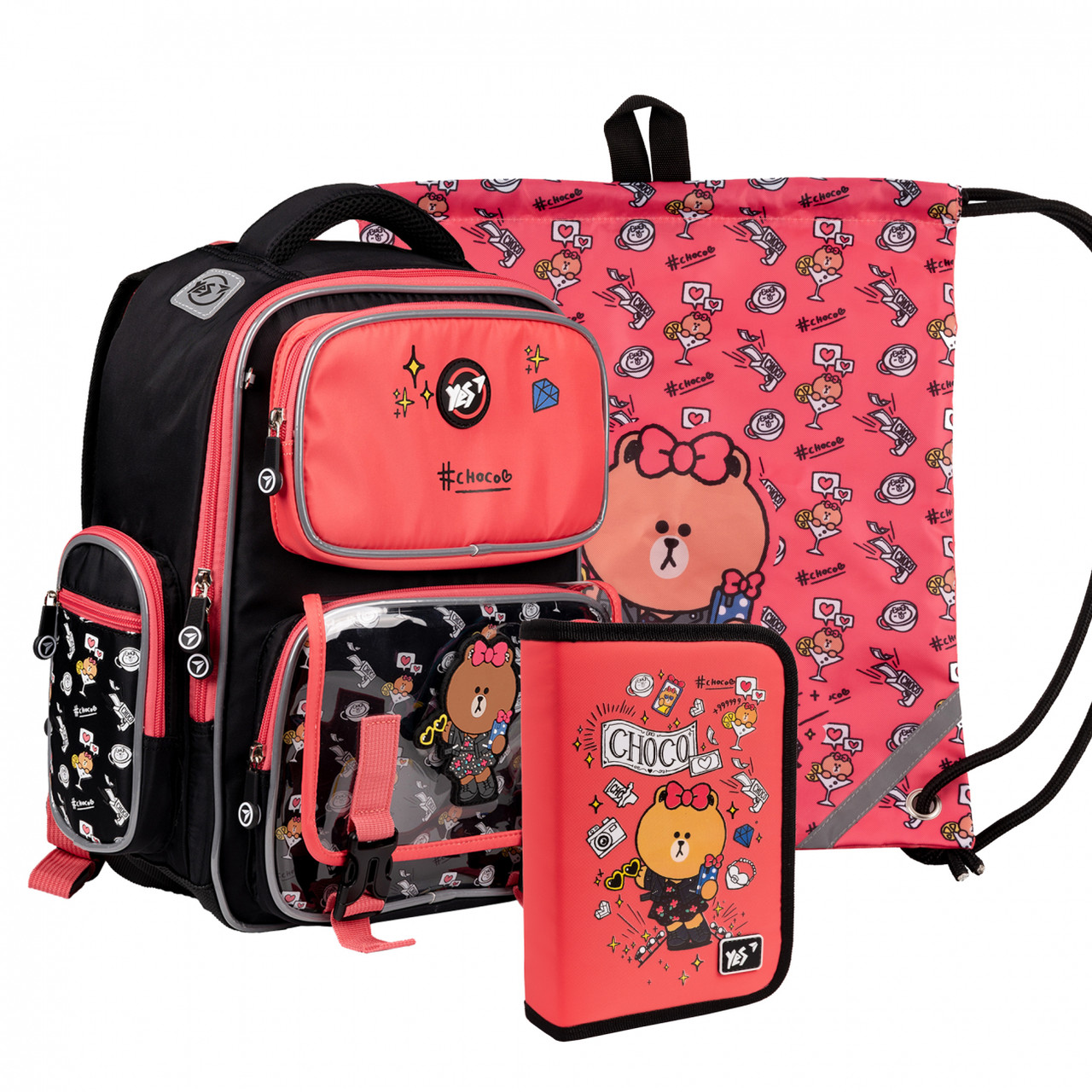Набір: шкільний рюкзак ортопедичний + сумка + пенал YES S-101_Collection Line Friends 559787