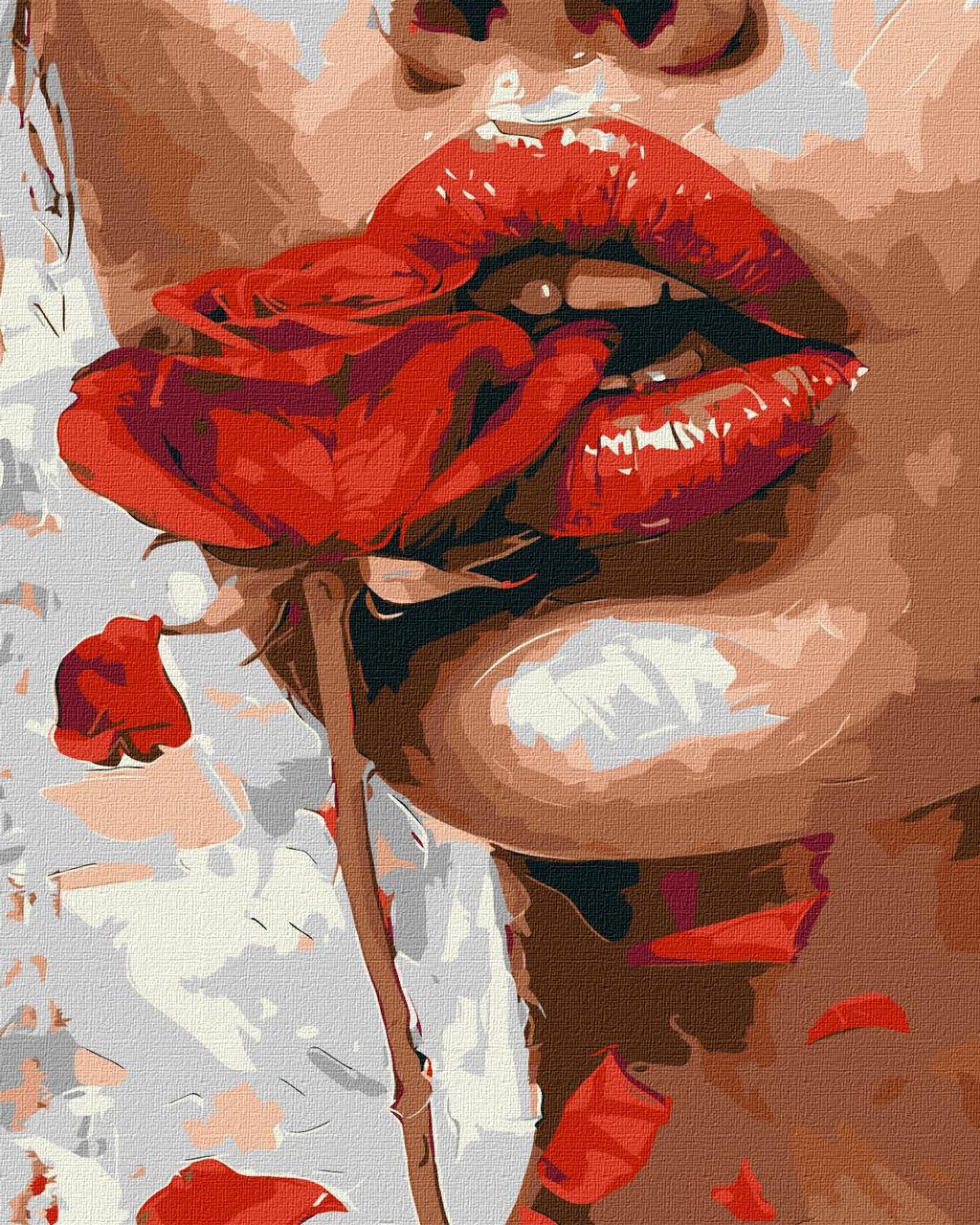 Картина за номерами 40×50 см Дівчина з трояндою ©art.solomiia Ідейка. КНО5129, фото 1
