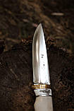 Ніж ручної роботи для полювання та риболовлі якутського типу (#2) з шкіряними піхвами Х12Ф1/60-61 HRC., фото 5