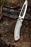 Ніж ручної роботи для полювання та риболовлі якутського типу (#2) з шкіряними піхвами Х12Ф1/60-61 HRC., фото 2