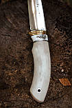 Ніж ручної роботи для полювання та риболовлі якутського типу (#2) з шкіряними піхвами Х12Ф1/60-61 HRC., фото 6