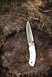 Ніж ручної роботи для полювання та риболовлі якутського типу (#2) з шкіряними піхвами Х12Ф1/60-61 HRC., фото 4