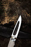 Ніж ручної роботи для полювання та риболовлі якутського типу (#2) з шкіряними піхвами Х12Ф1/60-61 HRC., фото 3