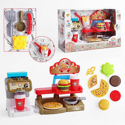 1523 A Іграшка Кав'ярня кавоварка, міні-піч, продукти, піца, аксесуари, в коробці, фото 1