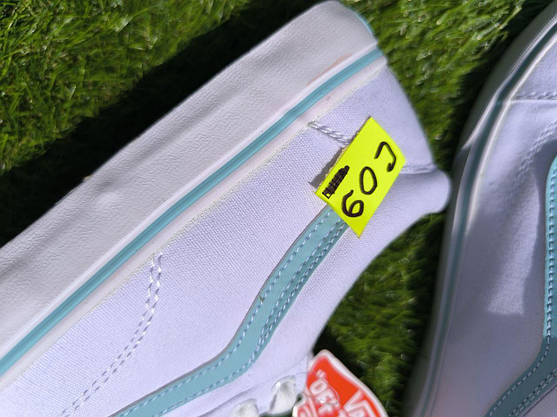СКИДКА 40 р Кеди БІЛІ з блакитною смугою Vans Old Skool WHITE / Light Blue кросівки 2024 унісекс, фото 4