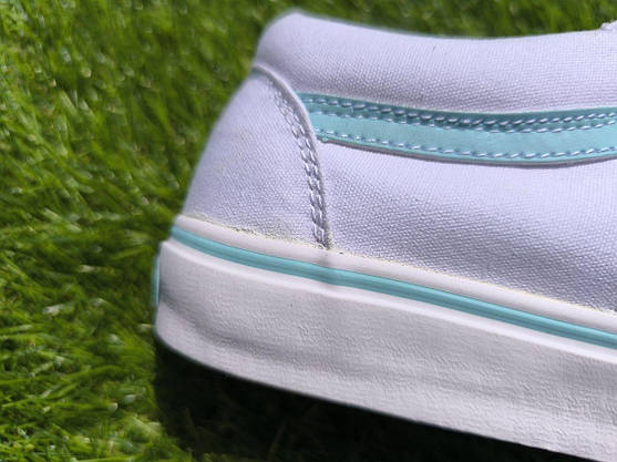 СКИДКА 40 р Кеди БІЛІ з блакитною смугою Vans Old Skool WHITE / Light Blue кросівки 2024 унісекс, фото 5