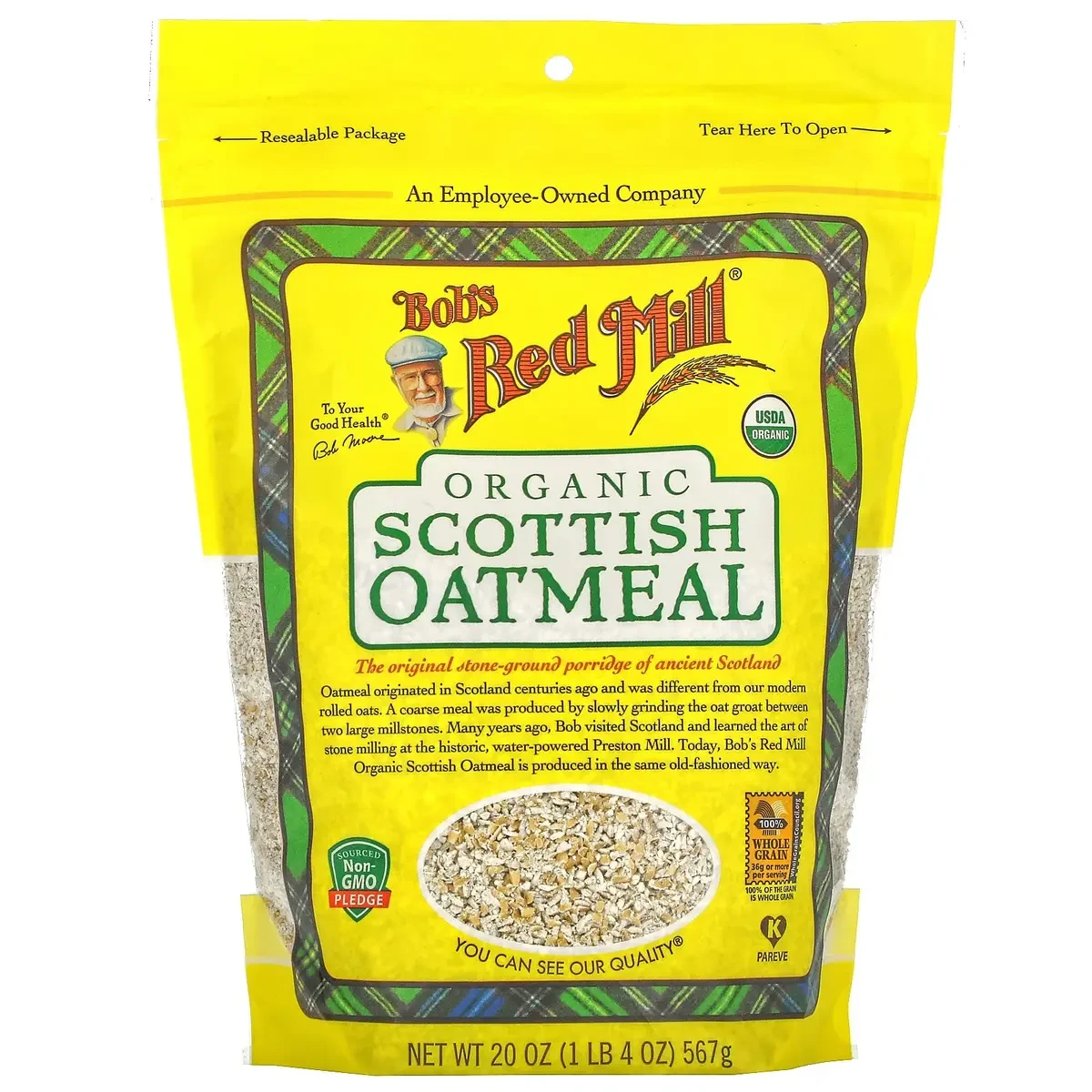 Bobs Red Mill, Organic, Scottish Oatmeal, 20 oz (567 g), фото 1
