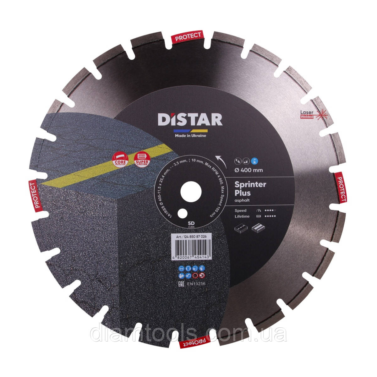 Круг алмазний відрізний по асфальту Distar Sprinter Plus 400x3.5/2.5x10x25.4 F4