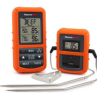 Термометр бездротовий двоканальний ThermoPro TP-20 з таймером, 7 режимів для м'яса, діапазон від 0 до +300 °C