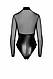 Боді Noir Handmade F321 Edge, M, низ під латекс, верх сітка, блискавка на все тіло, декор кільця, фото 9