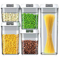 Набір контейнерів для сипких продуктів із вакуумними білими кришками, Kit 5 шт.