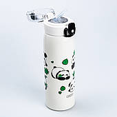 Термос для дітей 450 (мл) з трубочкою "Панда" металевий до школи для хлопчика та дівчинки 22 (см)