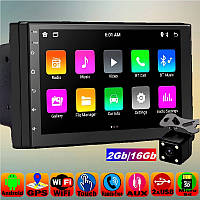 Автомагнітола сенсорна 2din 7" Android GPS Wifi Bluetooth 4 Ядра\2 Gb\16 Gb CP606і + камера (коротка база)