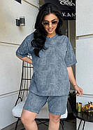 Легкий жіночий костюм з футболкою та шортами (р.46-48,50-52,54-56,58-60) трикотаж, фото 2