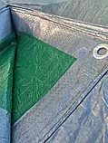Тент 2х3м універсальний з кільцями (100г/м²). Сіро-зелений. Ламінований, вологозахищений., фото 3