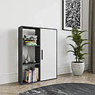 Книжковий підлоговий стелаж для дому на 6 відділень з дверцятами, класична полиця для зберігання іграшок та книг, фото 2