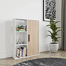 Книжковий підлоговий стелаж для дому на 6 відділень з дверцятами, класична полиця для зберігання іграшок та книг, фото 6