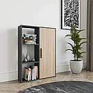 Книжковий підлоговий стелаж для дому на 6 відділень з дверцятами, класична полиця для зберігання іграшок та книг, фото 5