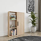 Книжковий підлоговий стелаж для дому на 6 відділень з дверцятами, класична полиця для зберігання іграшок та книг, фото 4