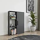 Книжковий підлоговий стелаж для дому на 6 відділень з дверцятами, класична полиця для зберігання іграшок та книг, фото 7