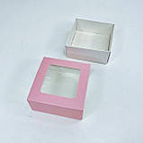 Коробка для пряника, 80*80*35 мм, з вікном, пудра, фото 3