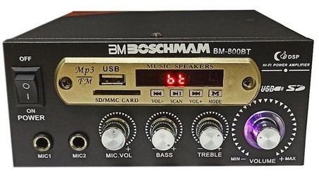 Підсилювач звуку BM AUDIO BM-800BT FM USB 2x300W Блютуз + Караоке ORG